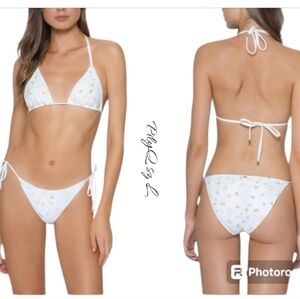 NWT PQ SWIM White Embroidered Bikini sz L